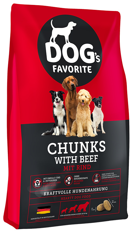 Сухой корм для взрослых собак всех пород Dog's Favorite Chunks (Говядина)